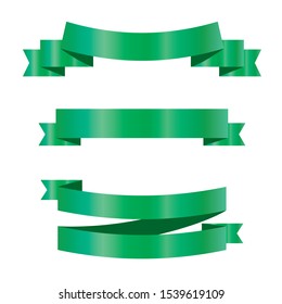 Green Ribbon Set InIsolated White Background for business, Vector Illustration