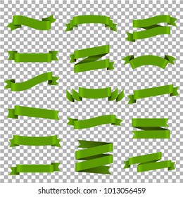 Green Ribbon Set Isolated, Vector Illustration