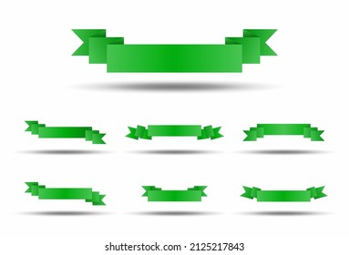 Green Ribbon set. Vector Illustration, isolated on white background.