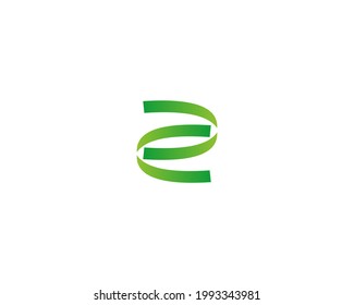 green and ribbon shape vector logo design icon