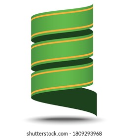 green ribbon and shield,Vector illustration. Place for your text. bow for business and design. Design elements