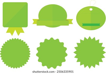 Green Ribbon And Tags Isolated White Background With Gradient Mesh, Set of Green Color Ribbons and Tags with light isolated on white background. 3D Vector Illustration.