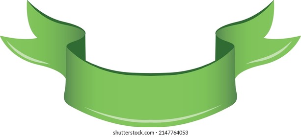 Green ribbon template. Blank curved cartoon flag