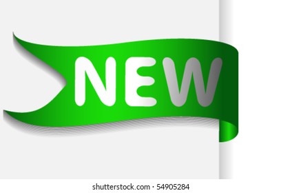 Green ribbon with text new