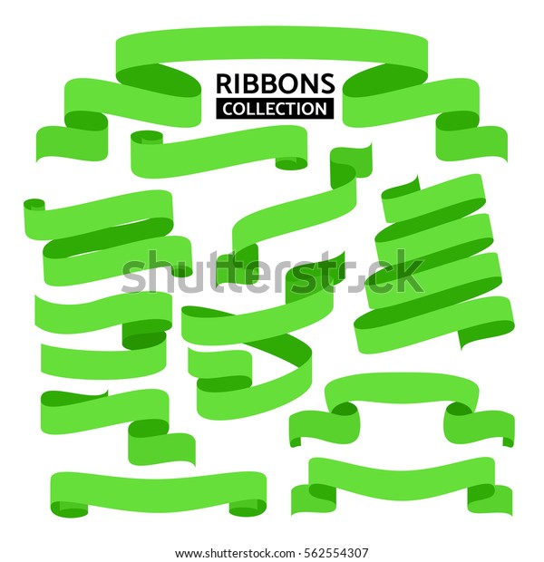 Green Ribbon Vector Collection On White Vector De Stock Libre De Regalías 562554307 9004