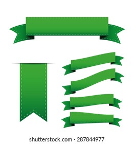 Green ribbon vector set