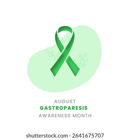 Green ribbon with white background awareness graphic for International Gastroparesis Awareness Month.
