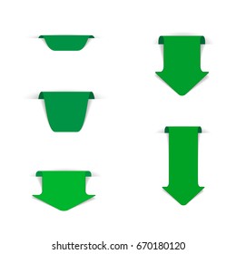 Green Ribbons Isolated On white Background, Vector illustration, Graphic Design Useful For Your Design or banners for your text.Logo Symbols.