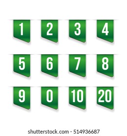 Green ribbons with number set