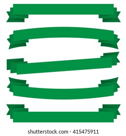 Green Ribbons Set Flat Style