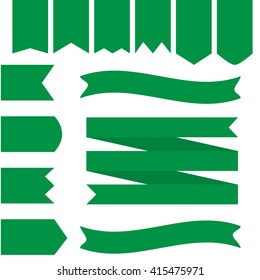 Green Ribbons Set Flat Style