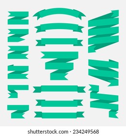 Green ribbons set isolated on  background.Vector