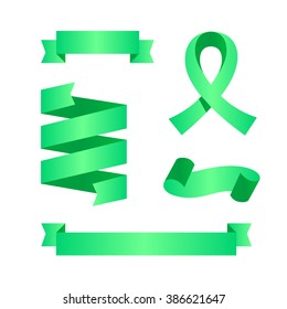 Green ribbons set. Vector elements for design