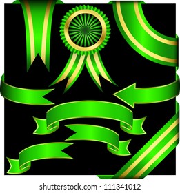 Green Ribbons Set Vector Illustration Stock Vector (Royalty Free ...