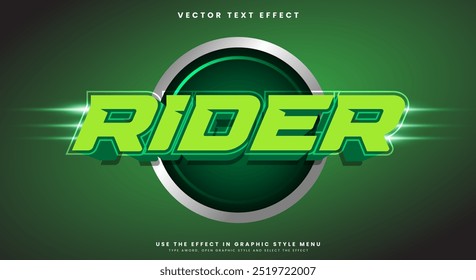 Plantilla de efecto de texto editable Green Rider con estilo de texto de carreras Tema