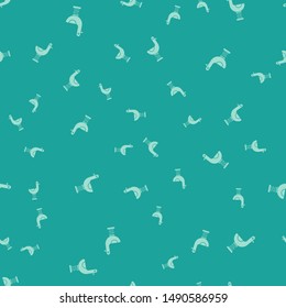 Green Riding kid duck icon isolated seamless pattern on green background.  Vector Illustration