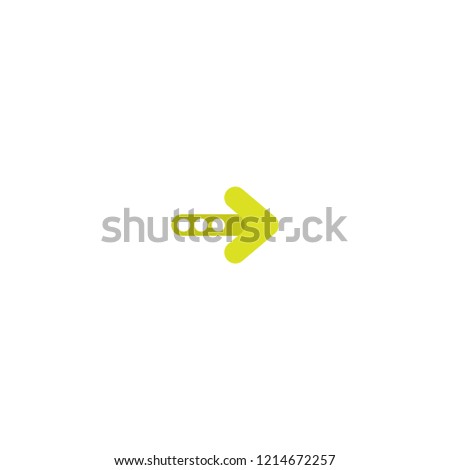 green right cartoon arrow and three dots icon. Isolated on white. Continue icon.  Next sign. look directory