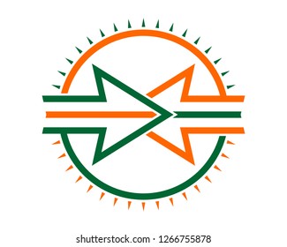green right and orange left arrow sign design