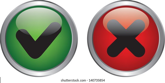 Green right and red wrong circle button