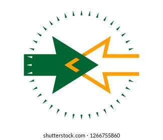 green right and yellow left arrow sign