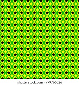 Green ring with a black star on a yellow background
