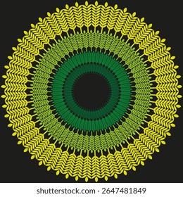 Design de anel verde. Arte em círculo abstrata. Padrão concêntrico Vetor. Ilustração redonda moderna.
