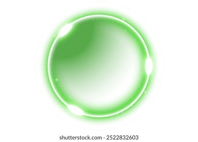 Green Ring Light Effect Isolated on White Background, Vector Illustration