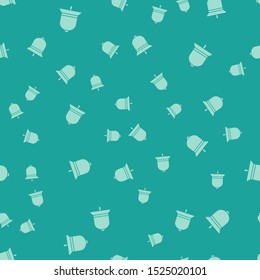 Green Ringing bell icon isolated seamless pattern on green background. Alarm symbol, service bell, handbell sign, notification symbol.  Vector Illustration