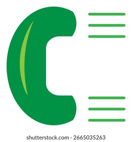 Icono de teléfono verde que representa una llamada entrante activa y comunicación en tiempo real, adecuado para uso universal en App e interfaces