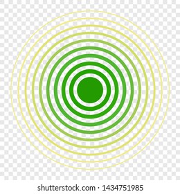 Green rings. Symbol of physical pain concept. 
Medical design. Spot pain. Vector illustration. Isolated on transparent background.