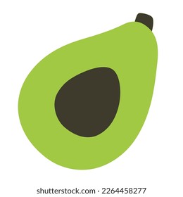 Icono de aguacate maduro verde, doodle vectorial ilustración de vegetales orgánicos sanos, fruta extraída a mano, producto vegetariano dietético, clipart de color aislado sobre fondo blanco