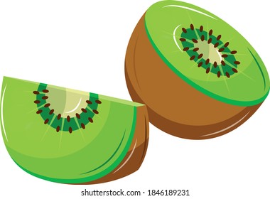 Green ripe kiwi with slice