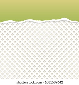 Green ripped paper vector with milk wafer pattern background.