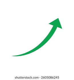 Green Rising Curved Arrow Vector illustration on white background.


