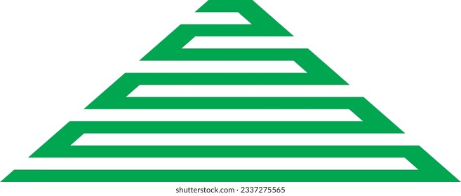 Green road; green pyramid; green zigzag path;