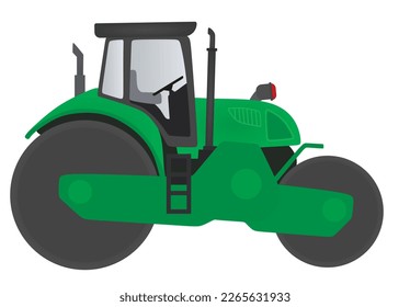 Green road roller. vector illustration