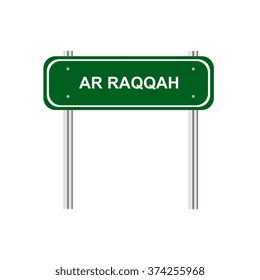 Green Road Sign Ar Raqqah 