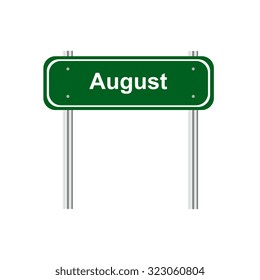 Green road sign August