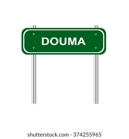 Green road sign Douma