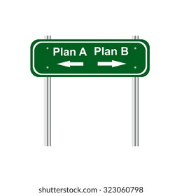 Green road sign Plan