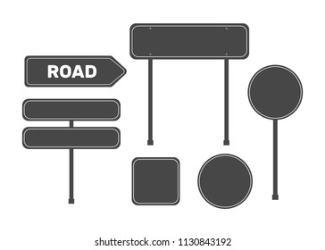 Green Road Sign Set. Sign street. Road green vector sign. Arrow blank sign