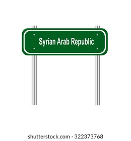 Green road sign Syrian Arab Republic