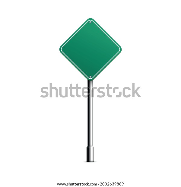 Green Road Sign Template Square Diamond Stock Vector Royalty Free