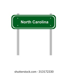 Green road sign US state of North Carolina