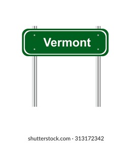 Green road sign US state of Vermont