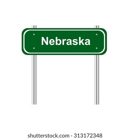Green road sign US state of Nebraska