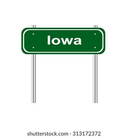 Green road sign US state of Iowa