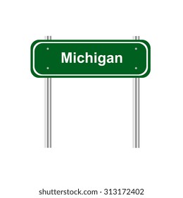 Green road sign US state of Michigan