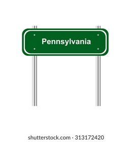 Green road sign US state of Pennsylvania