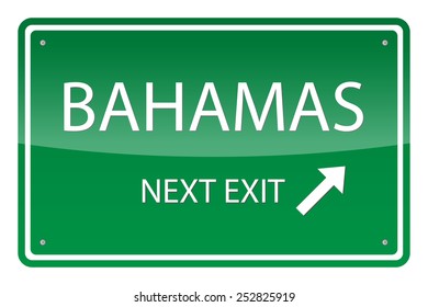 Green road sign, vector - Bahamas